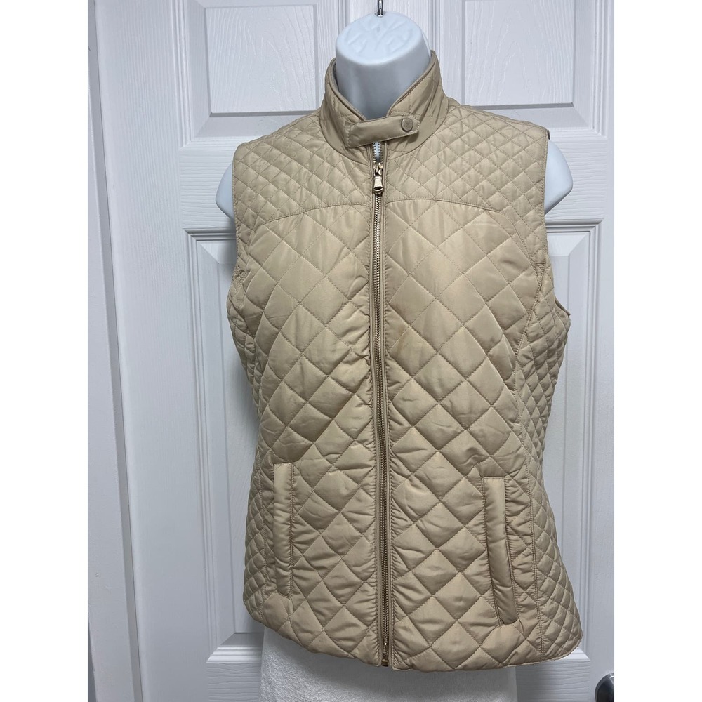 Blue Rain size S BEIGE Quilted Vest with Gold details